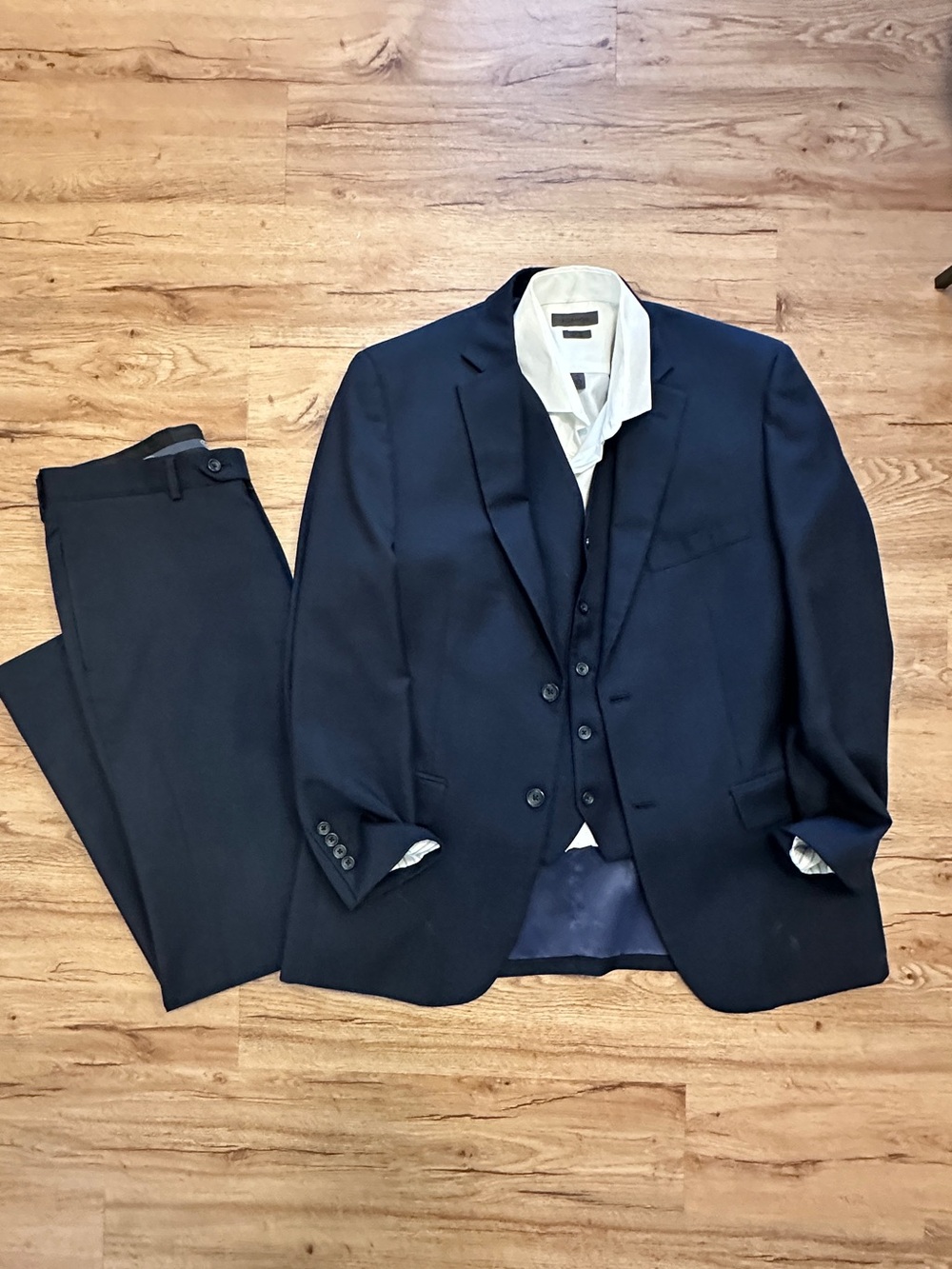 Men's Warehouse 4-Piece Suit Set - Tailored Blazer, Vest, Shirt & Trousers